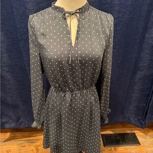 H&M Charcoal Polka Dot Long Sleeve Dress